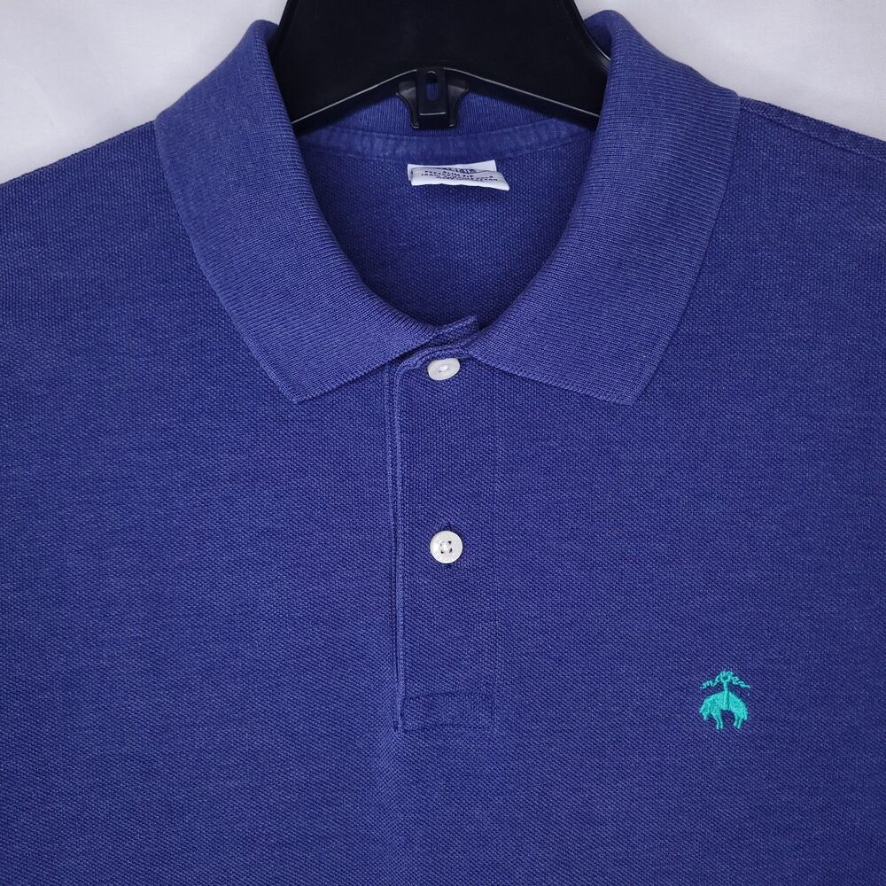 Brooks Brothers Polo Shirt Mens Medium Blue Supima Cotton Performance Slim Fit